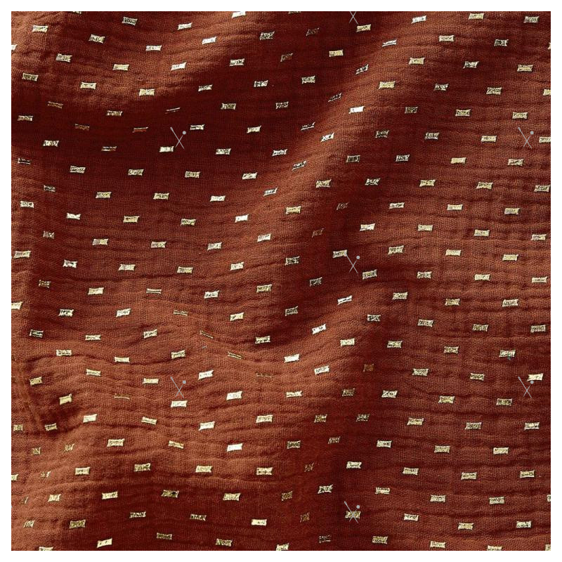 Double Gauze RIZIO Red Tile / Gold